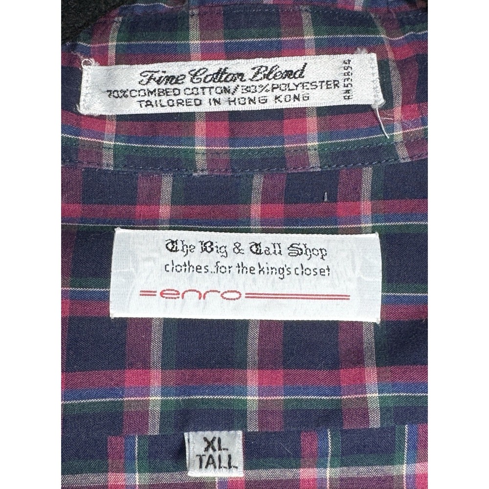 Enro Men's Plaid Button Up Shirt XL Tall Big & Tall Cotton Long Sleeve - Picture 4 of 7
